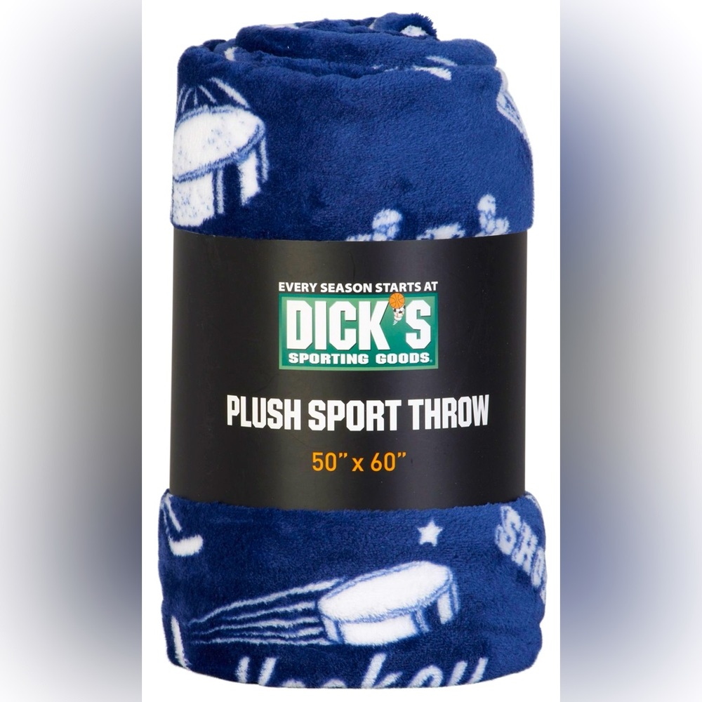 Brand New Navy Blue Hockey Plush Blanket/Sports Throw